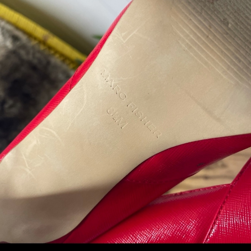 Marc Fisher Red Marsha Peep Toe Heels 8.5M - Picture 9 of 12